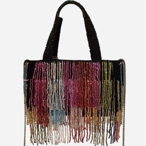 Made In India Multicolored Beaded Fringe Crossbody Bag - NWT